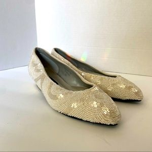 Vintage Valenti Franco kitten heel beaded wedding bridal  shoes. Never worn.